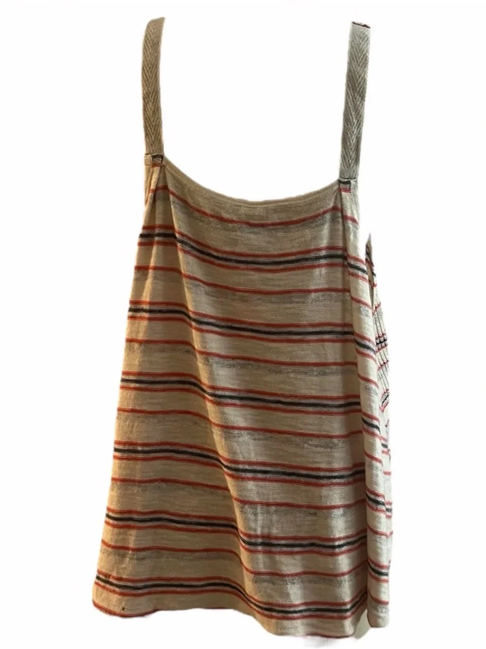 Free People Beige Knit Tank with Red & Navy Stripes